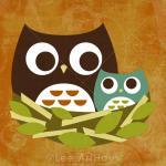 14r Retro Owl Family In Ne..