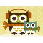 26r Retro Owls With Scarve..
