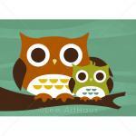 27r Retro Owl With Baby In..