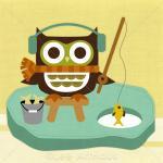 34r Retro Owl Ice Fishing ..